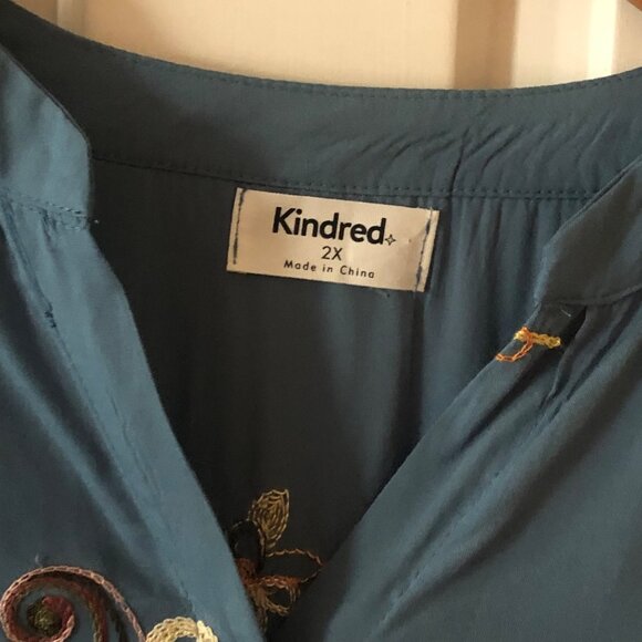 Women's Plus Size Kindred Embroidered Shirt Floral Paisley Boho Size 2X - Picture 4 of 6